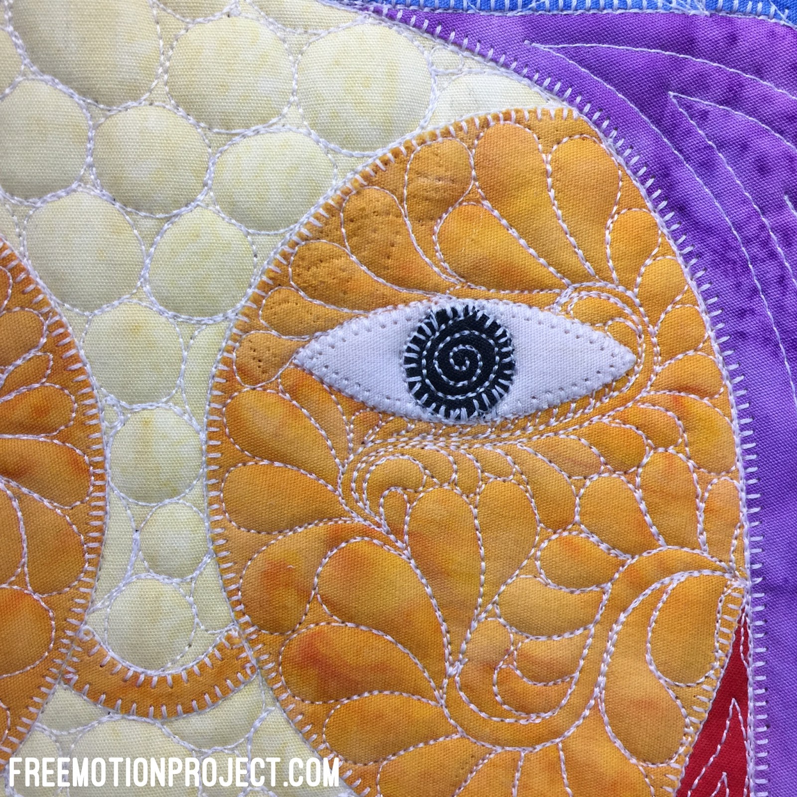 How to Quilt Sharp Stippling Over Fusible Applique Free Motion Quilting Project with Leah Day